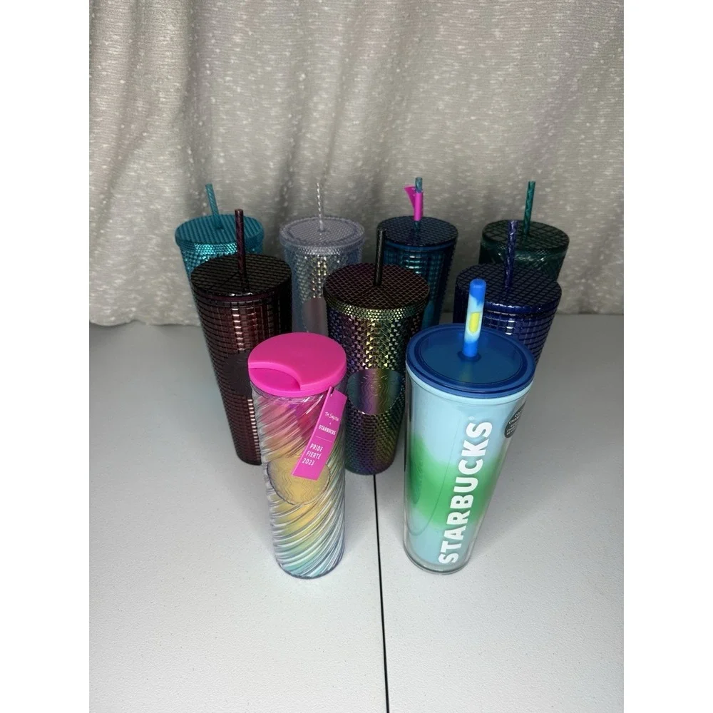 9 LIMITED EDITION STARBUCKS TUMBLER Cups Water LOT STUDDED JEWELED with straws